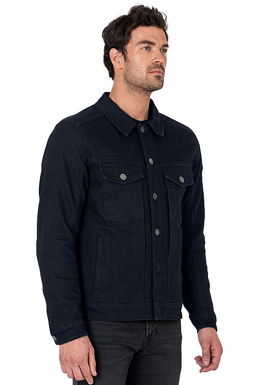 Lloyd Dark Blue Armoured Motorcycle Jacket - 1