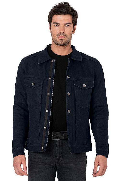 Lloyd Dark Blue Armoured Motorcycle Jacket - 8