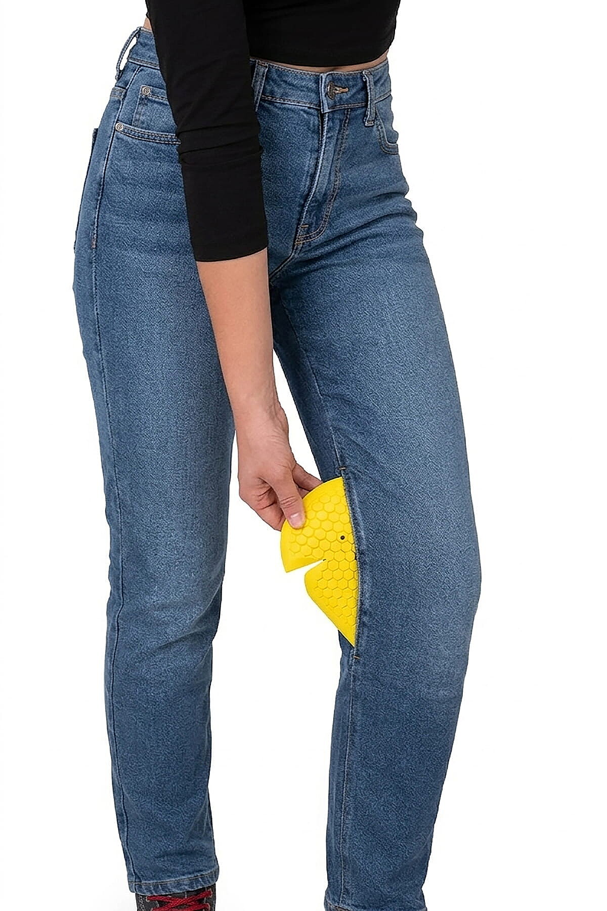 Lucy Blue Korumalı Motosiklet Kot Pantolonu Kadın - 4