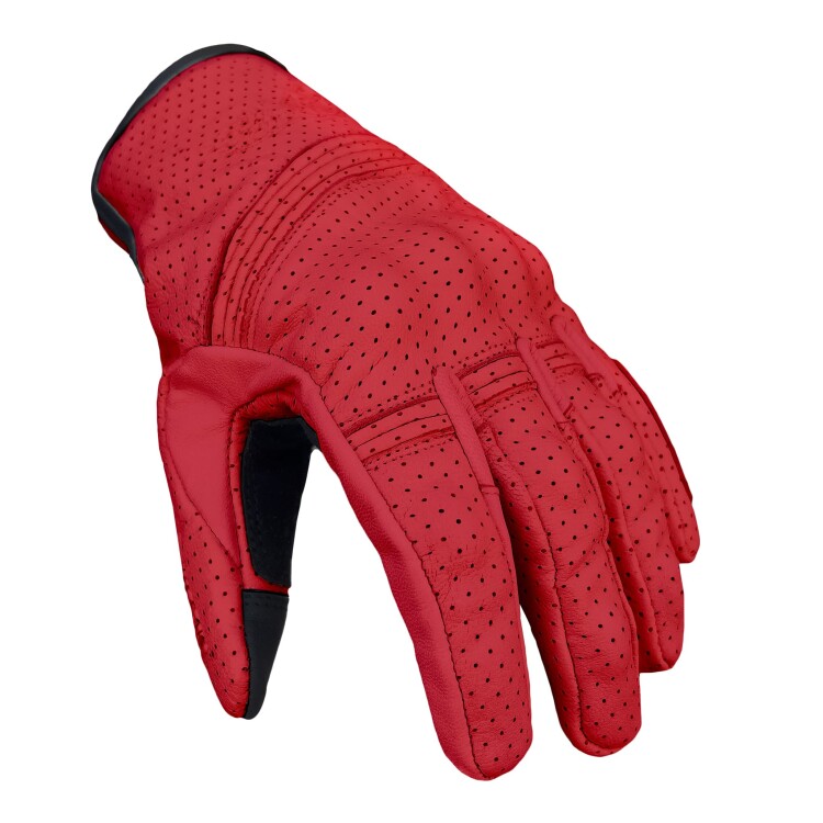 Miami Devil Red Armoured Motorcycle Leather Gloves - Thumbnail