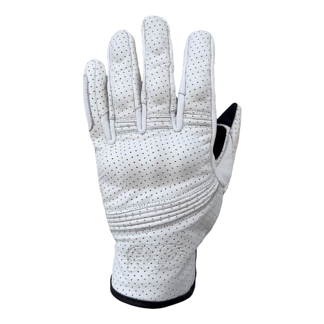 Miami White Armoured Motorcycle Leather Gloves - Thumbnail