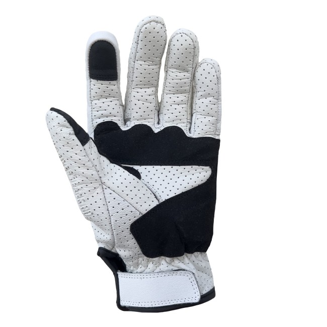 Miami White Armoured Motorcycle Leather Gloves - Thumbnail