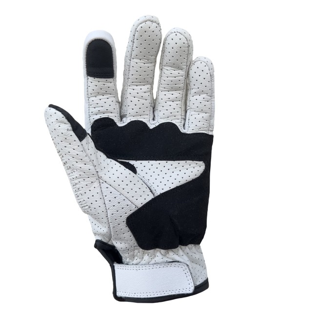 Miami White Armoured Motorcycle Leather Gloves - 2