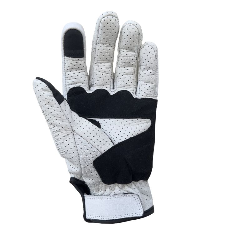 Miami White Armoured Motorcycle Leather Gloves - 2