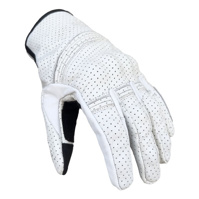 Miami White Armoured Motorcycle Leather Gloves - Thumbnail