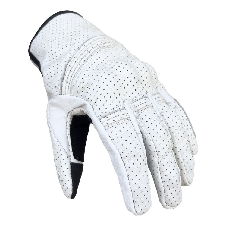 Miami White Armoured Motorcycle Leather Gloves - 3