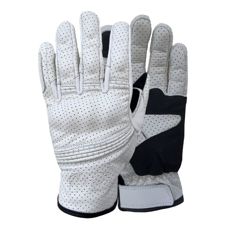Miami White Armoured Motorcycle Leather Gloves - 4
