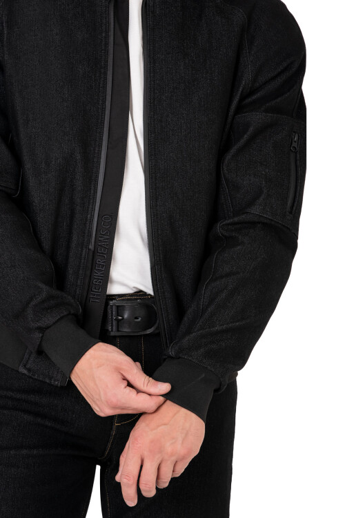 Night Flight Bomber Black Armoured Motorcycle Jacket - 12