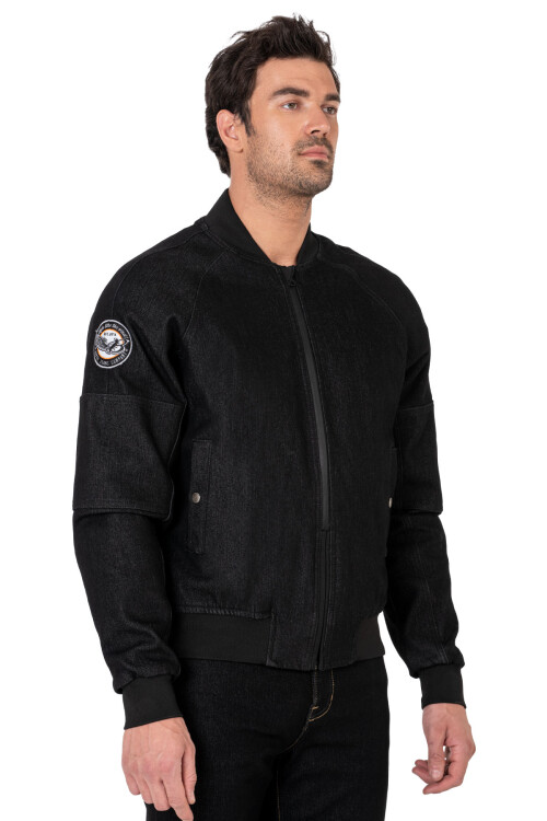Night Flight Bomber Black Korumalı Motosiklet Montu - The Biker Jeans