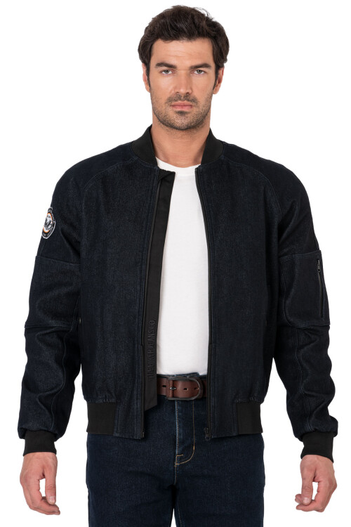 Night Flight Bomber Dark Blue Armoured Motorcycle Jacket - 4