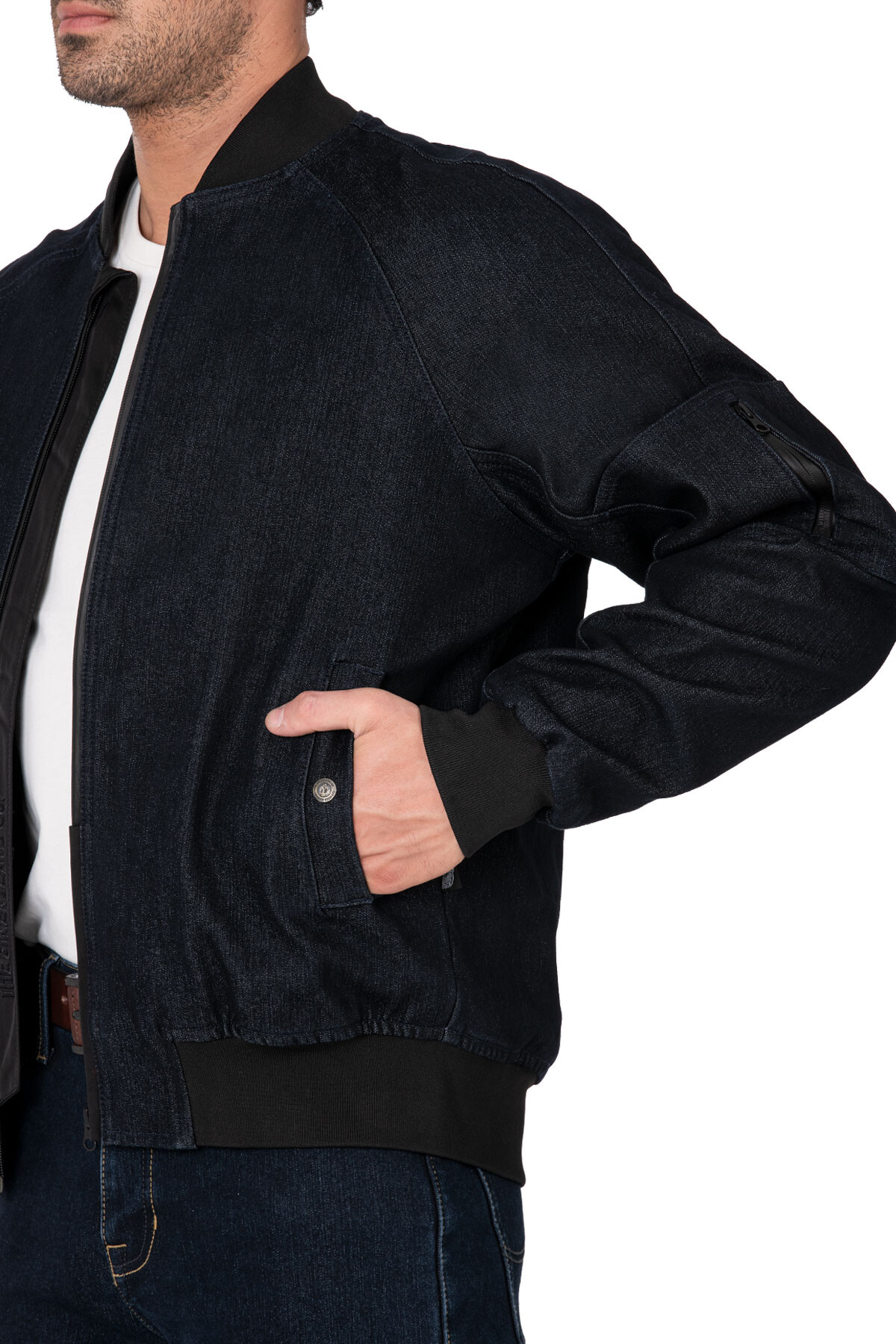 Night Flight Bomber Dark Blue Armoured Motorcycle Jacket - 7
