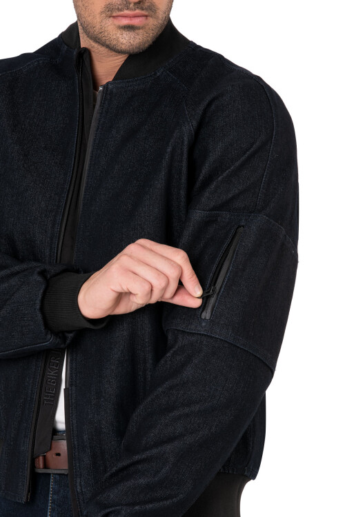 Night Flight Bomber Dark Blue Armoured Motorcycle Jacket - 8