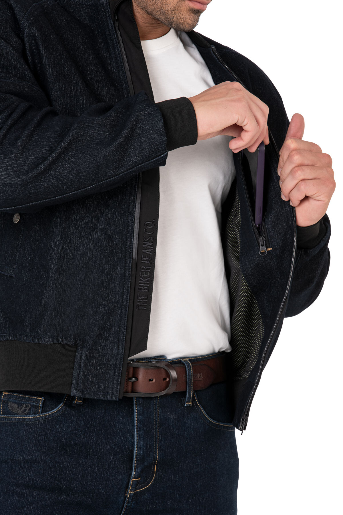 Night Flight Bomber Dark Blue Armoured Motorcycle Jacket - 11