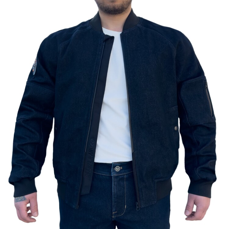 Night Flight Bomber Dark Blue Korumalı Motosiklet Montu - 4