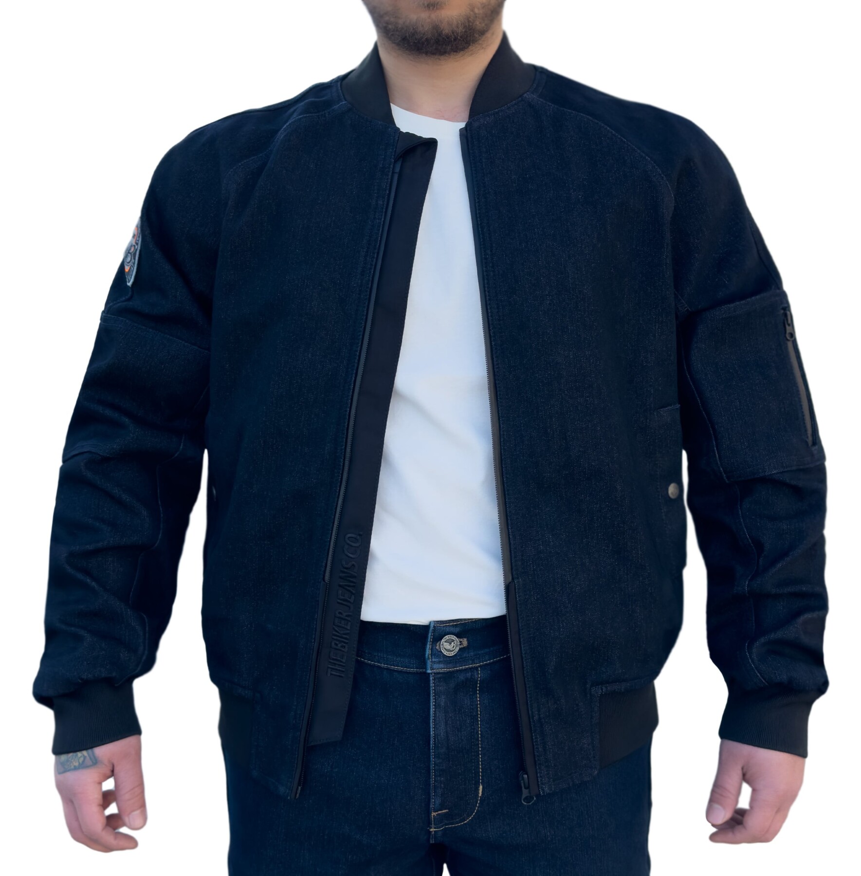 Night Flight Bomber Dark Blue Korumalı Motosiklet Montu - 4