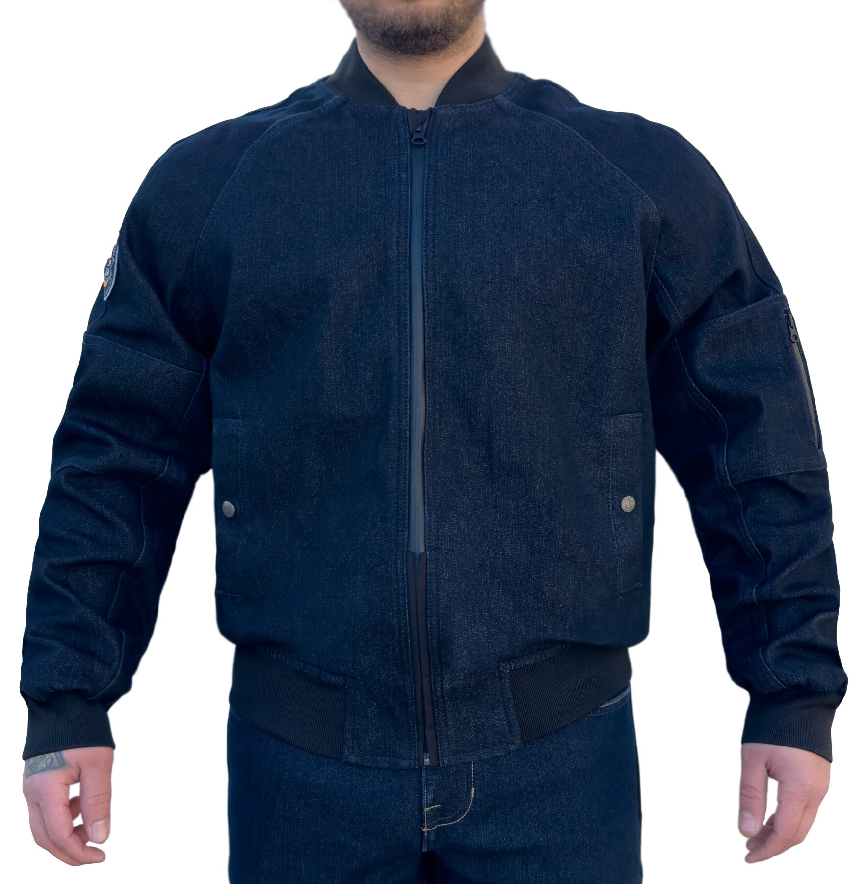Night Flight Bomber Dark Blue Korumalı Motosiklet Montu - 3