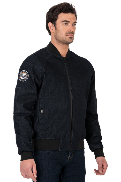 Night Flight Bomber Dark Blue Korumalı Motosiklet Montu - The Biker Jeans