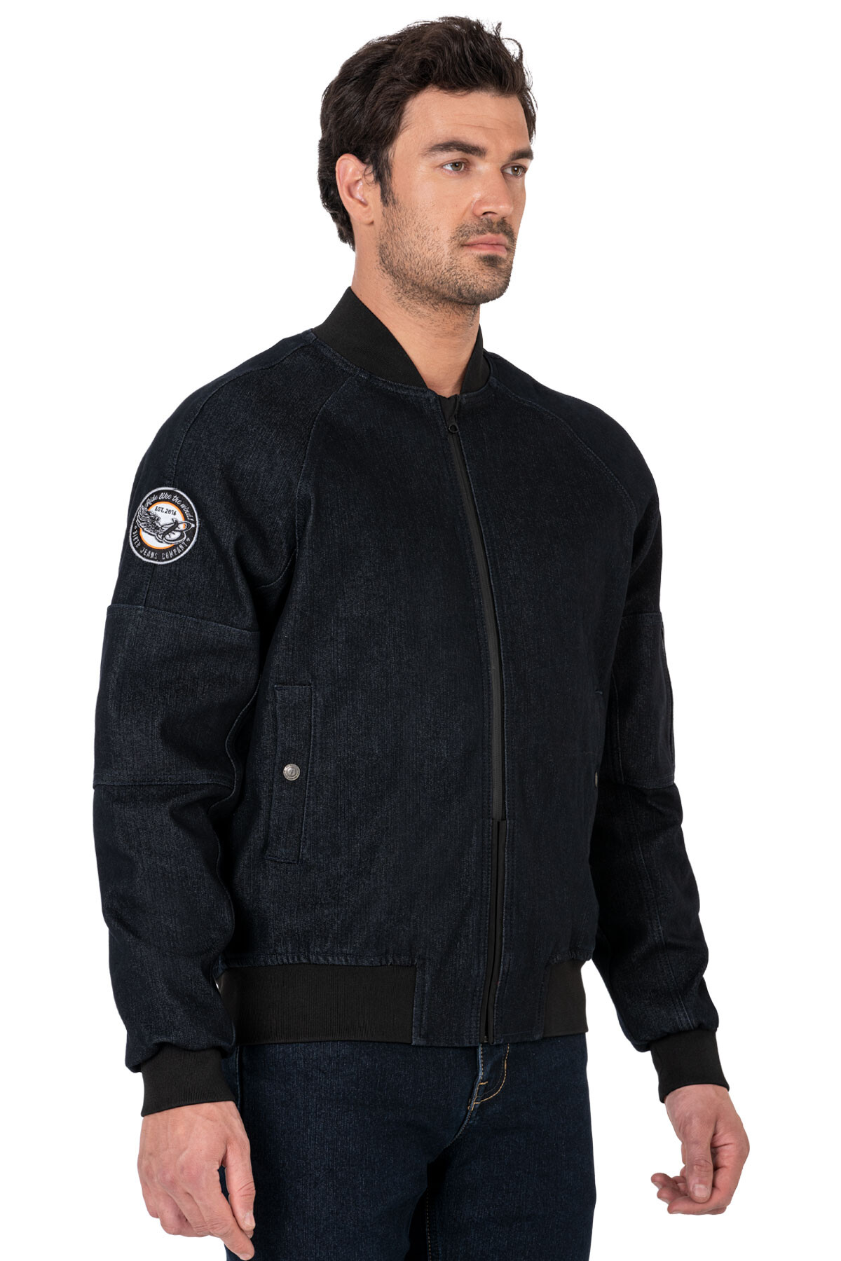 Night Flight Bomber Dark Blue Korumalı Motosiklet Montu - 1