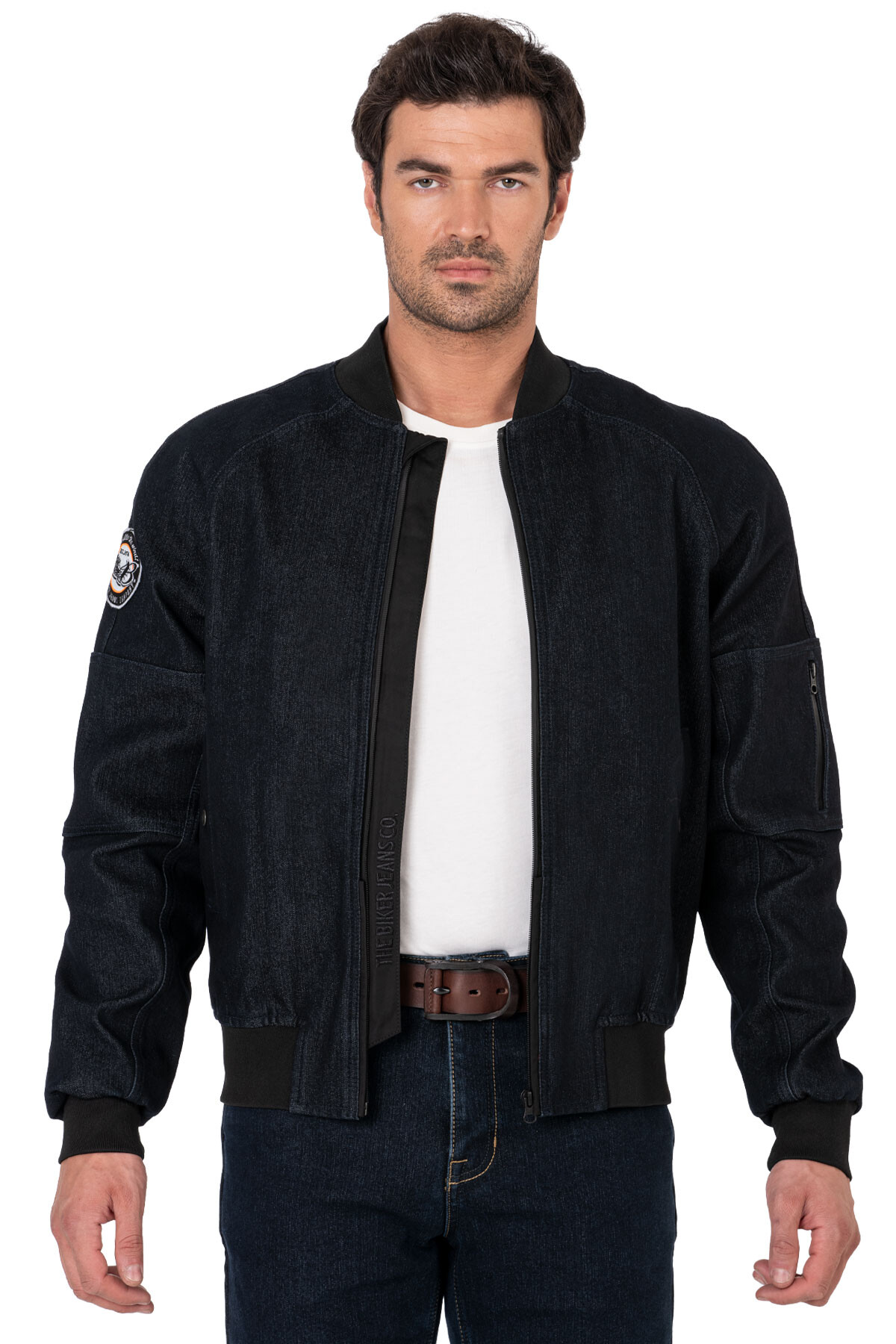 Night Flight Bomber Dark Blue Korumalı Motosiklet Montu - 4