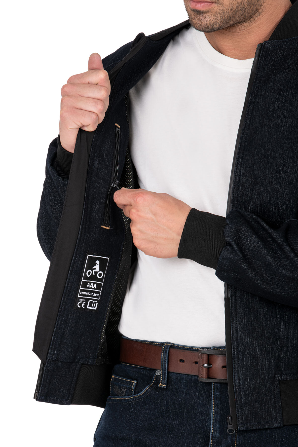 Night Flight Bomber Dark Blue Korumalı Motosiklet Montu - 10