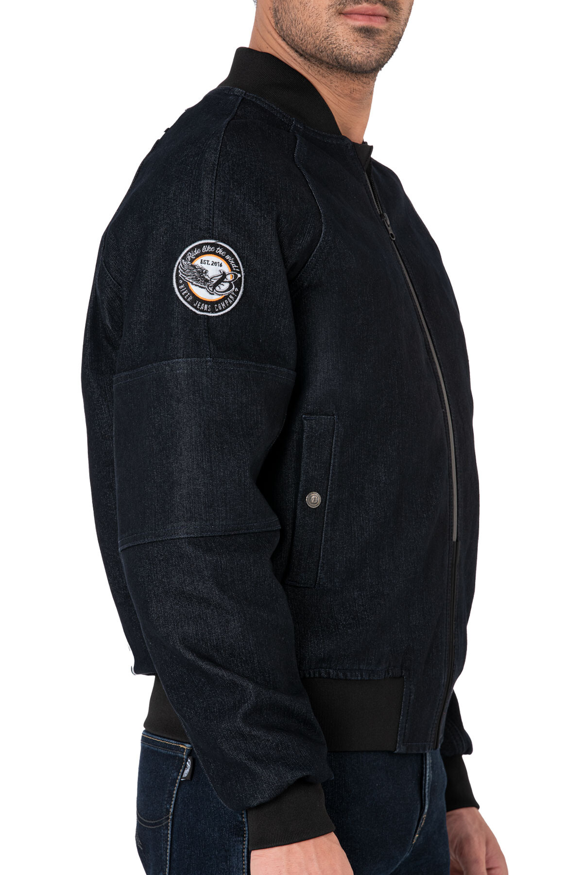 Night Flight Bomber Dark Blue Korumalı Motosiklet Montu - 16