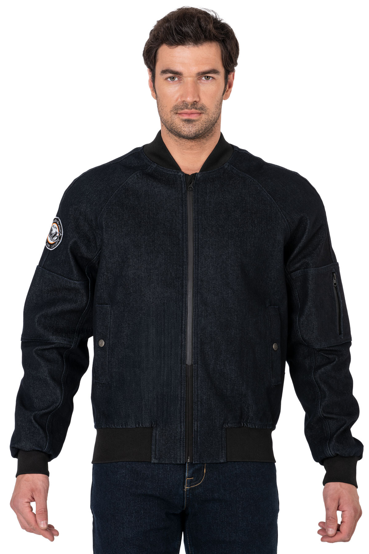 Night Flight Bomber Dark Blue Korumalı Motosiklet Montu - 3
