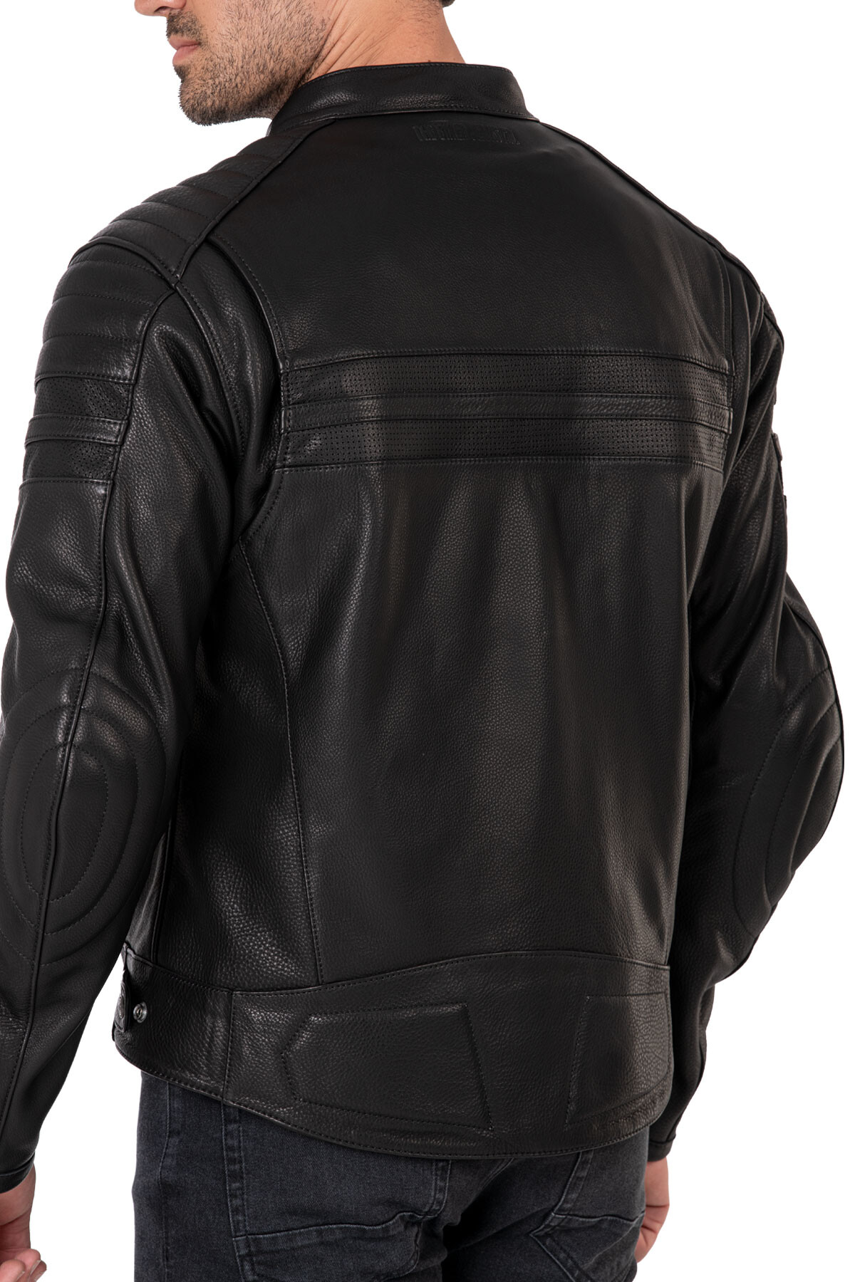 Retro Black Armoured Motorcycle Leather Jacket Man - 8
