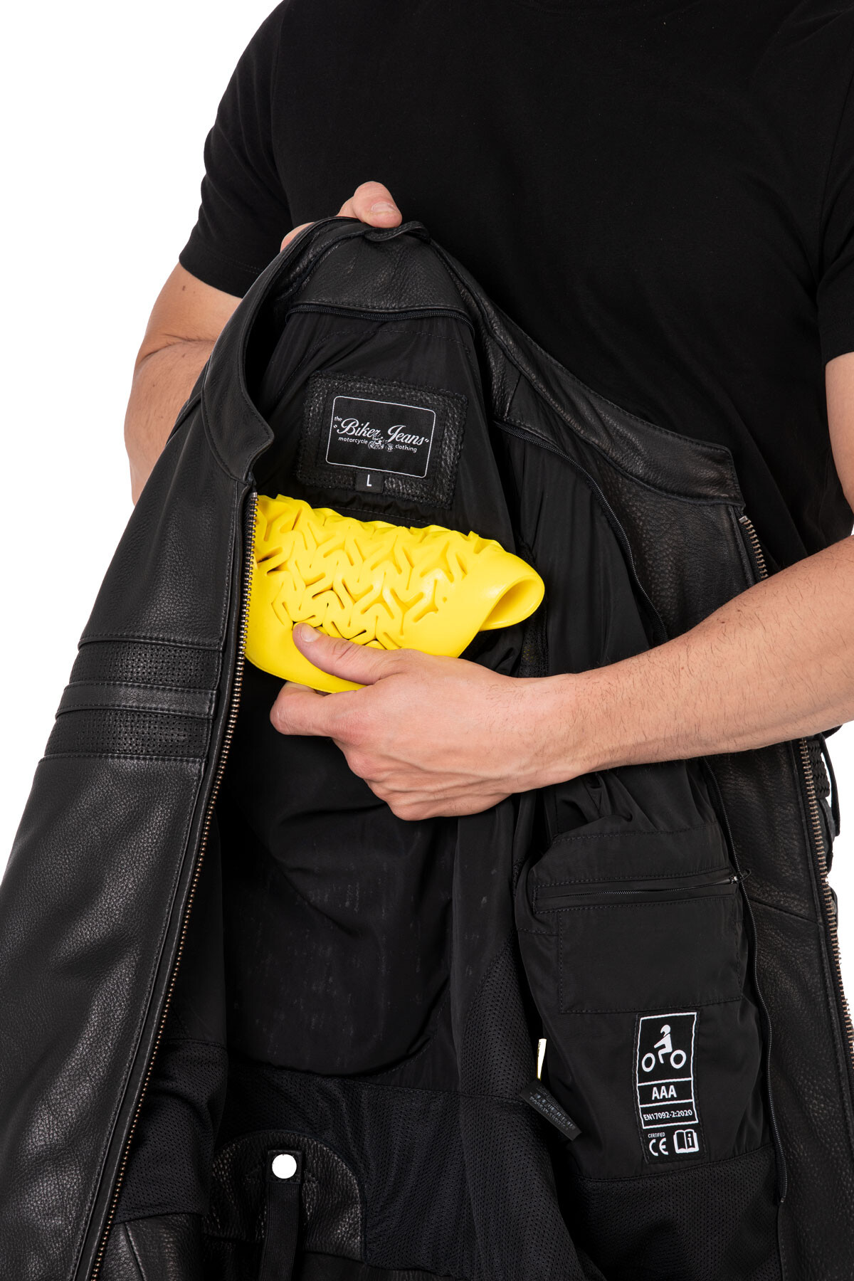 Retro Black Korumalı Motosiklet Deri Montu Erkek - 15