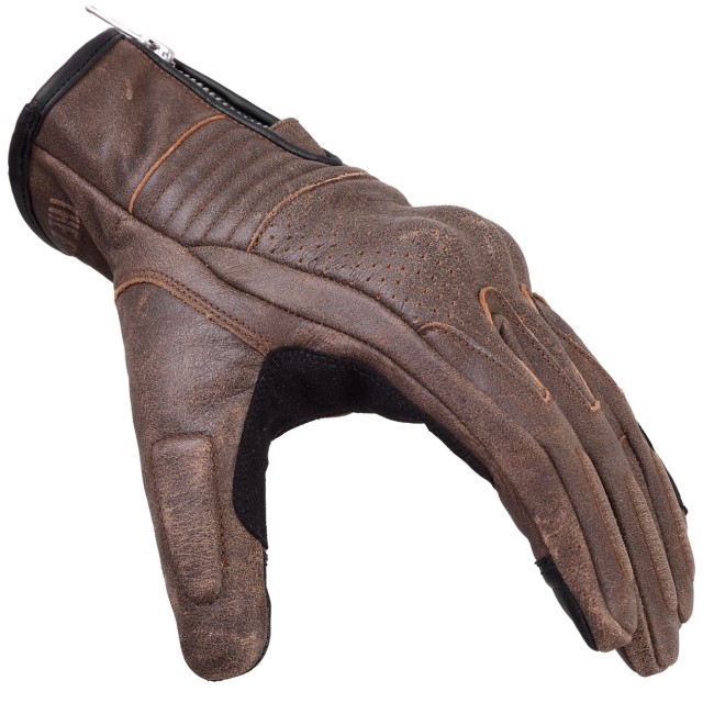 Retro Brown Armoured Motorcycle Leather Gloves - Thumbnail