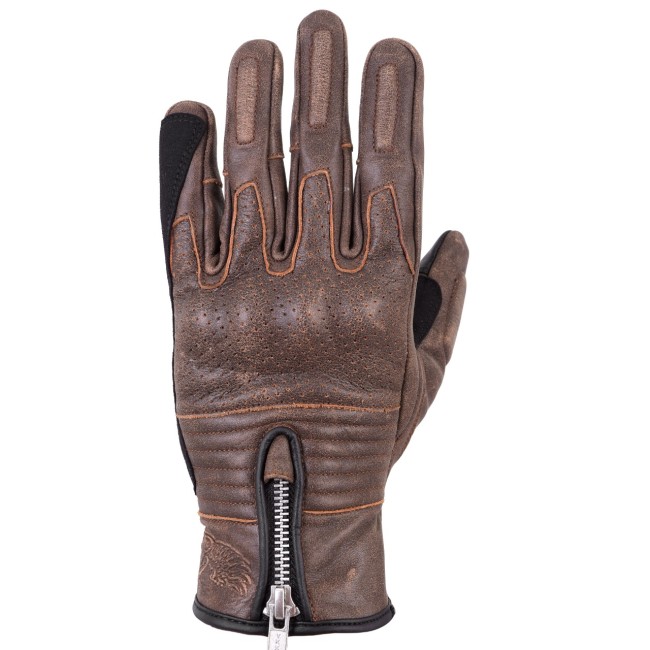 Retro Brown Armoured Motorcycle Leather Gloves - Thumbnail