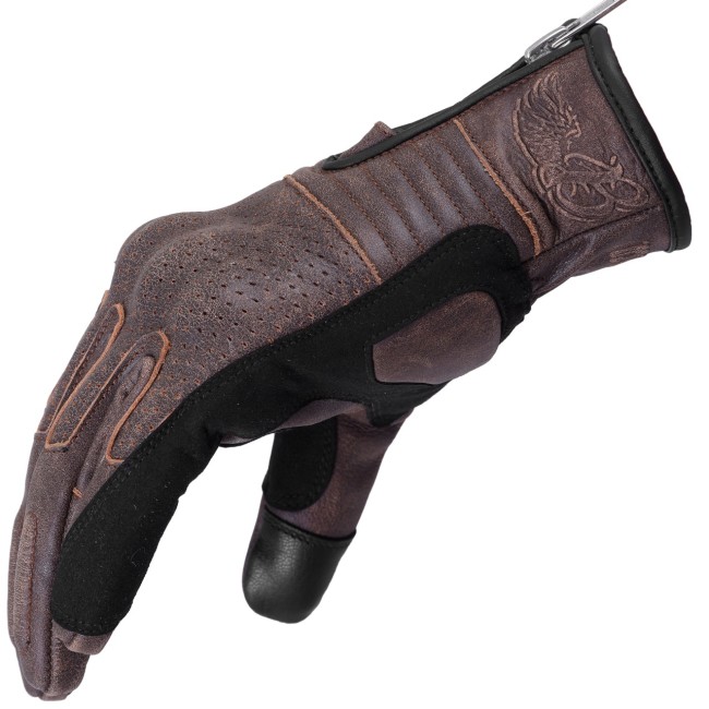 Retro Brown Armoured Motorcycle Leather Gloves - Thumbnail