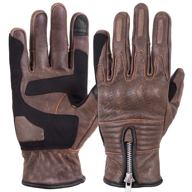 Retro Brown Armoured Motorcycle Leather Gloves - 5