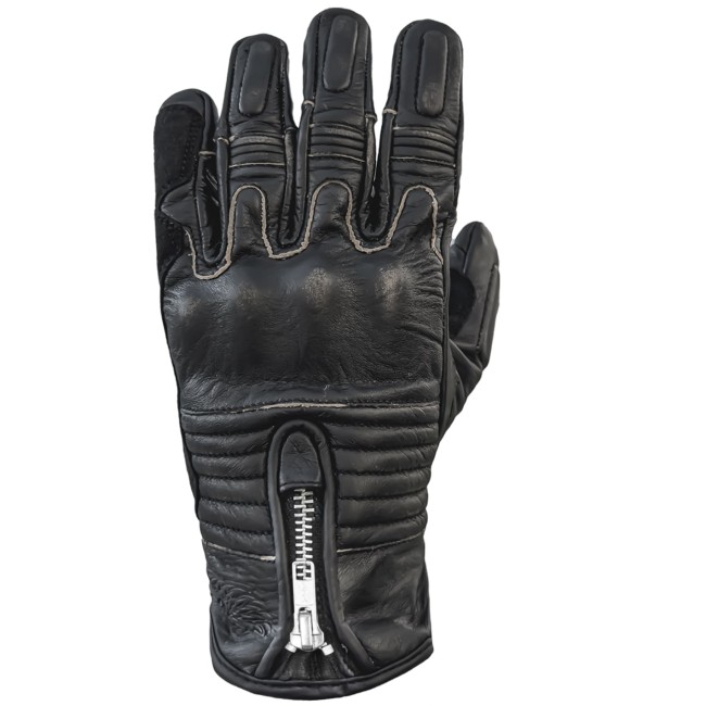 Retro Edge Black Armoured Motorcycle Leather Gloves - The Biker Jeans