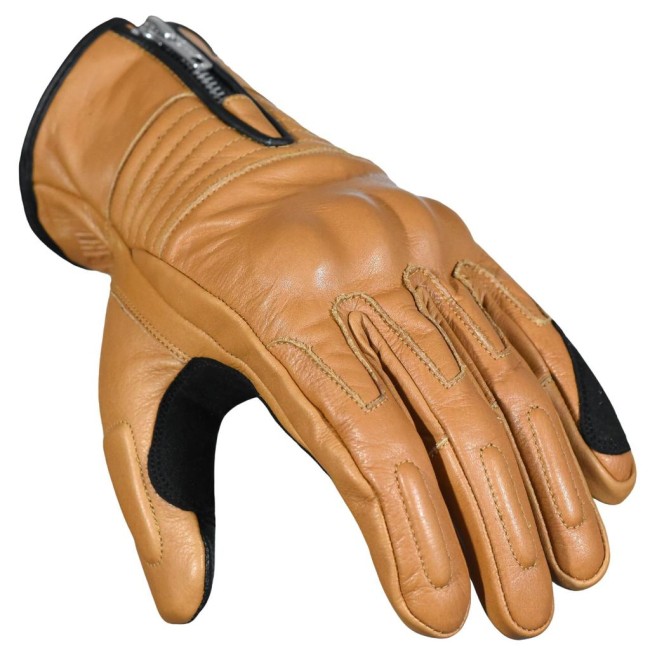 Retro Modena Yellow Armoured Motorcycle Leather Gloves - Thumbnail