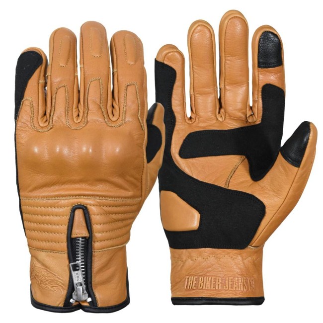 Retro Modena Yellow Armoured Motorcycle Leather Gloves - Thumbnail