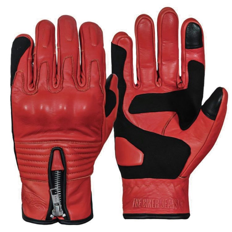 Retro Red Korumalı Motosiklet Deri Eldiveni - 4