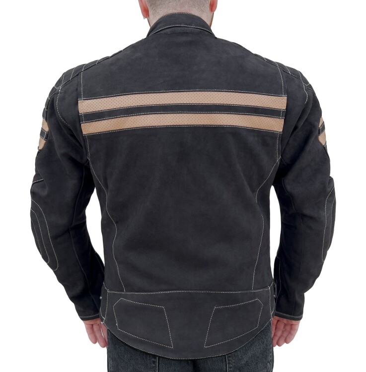Retro Wax Black Armoured Motorcycle Leather Jacket - 7