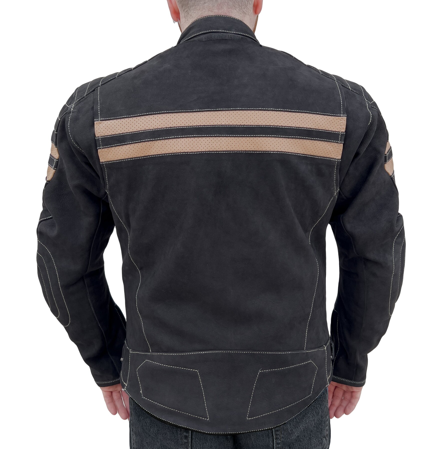 Retro Wax Black Armoured Motorcycle Leather Jacket - 7