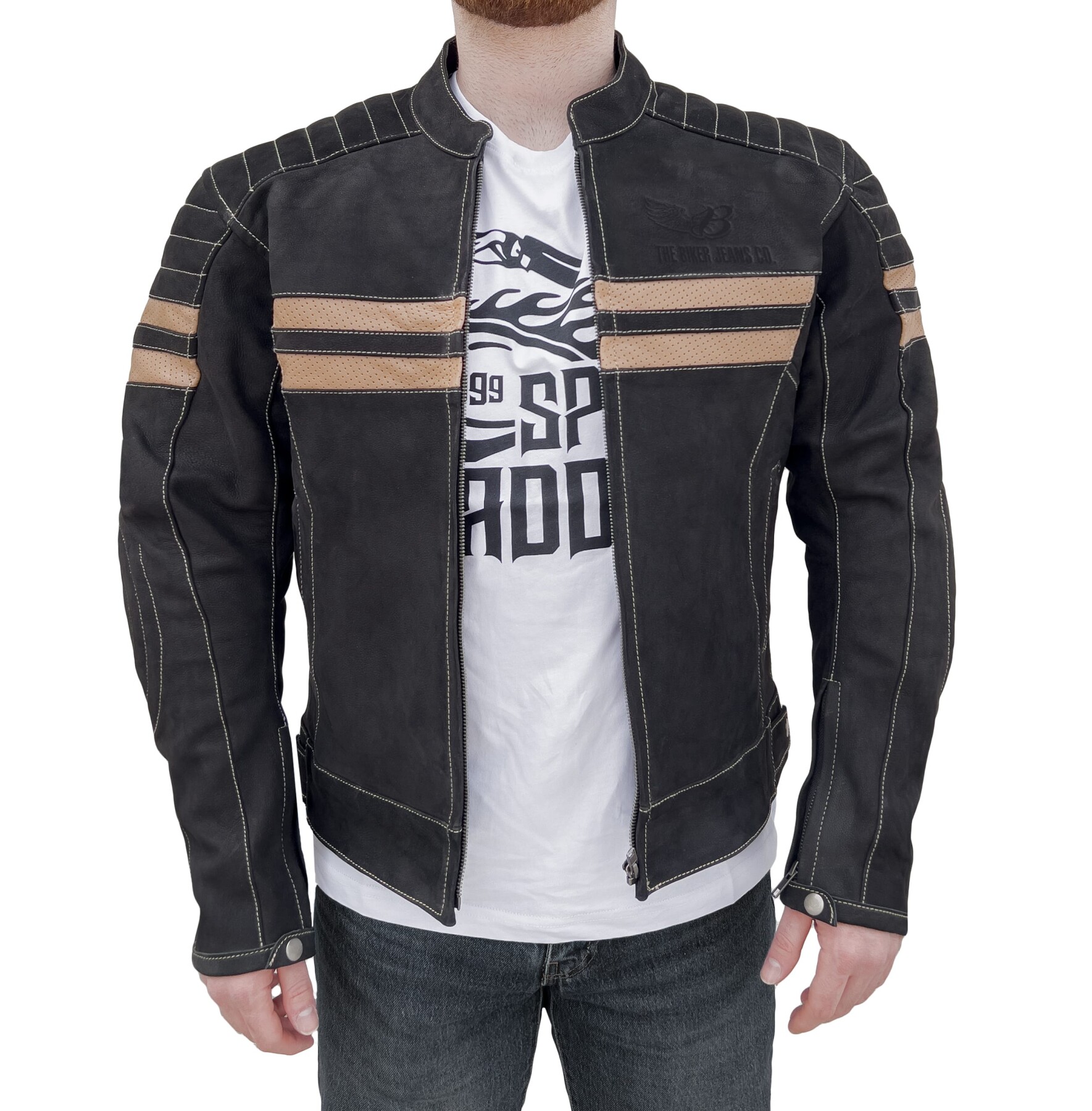 Retro Wax Black Armoured Motorcycle Leather Jacket - 4