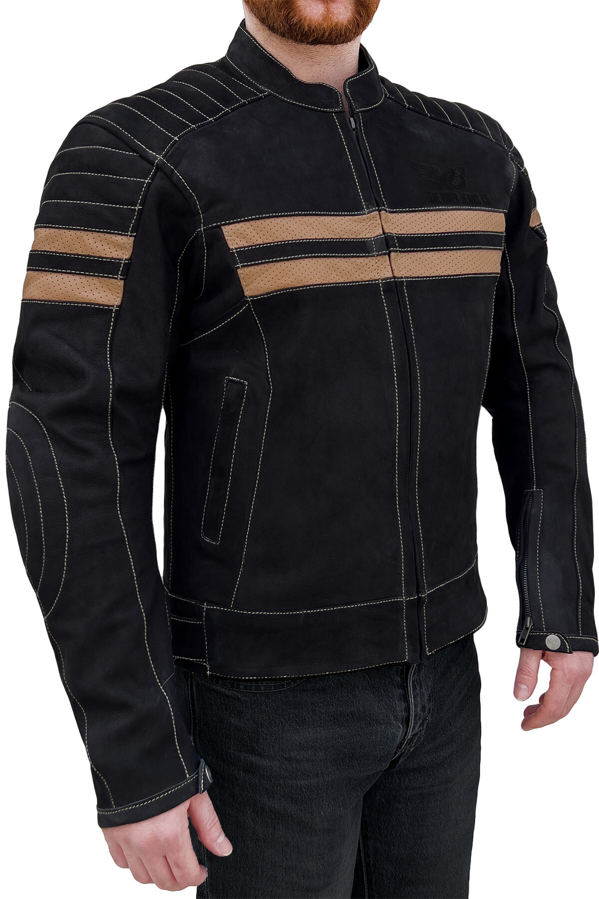 Retro Wax Black Armoured Motorcycle Leather Jacket - 1