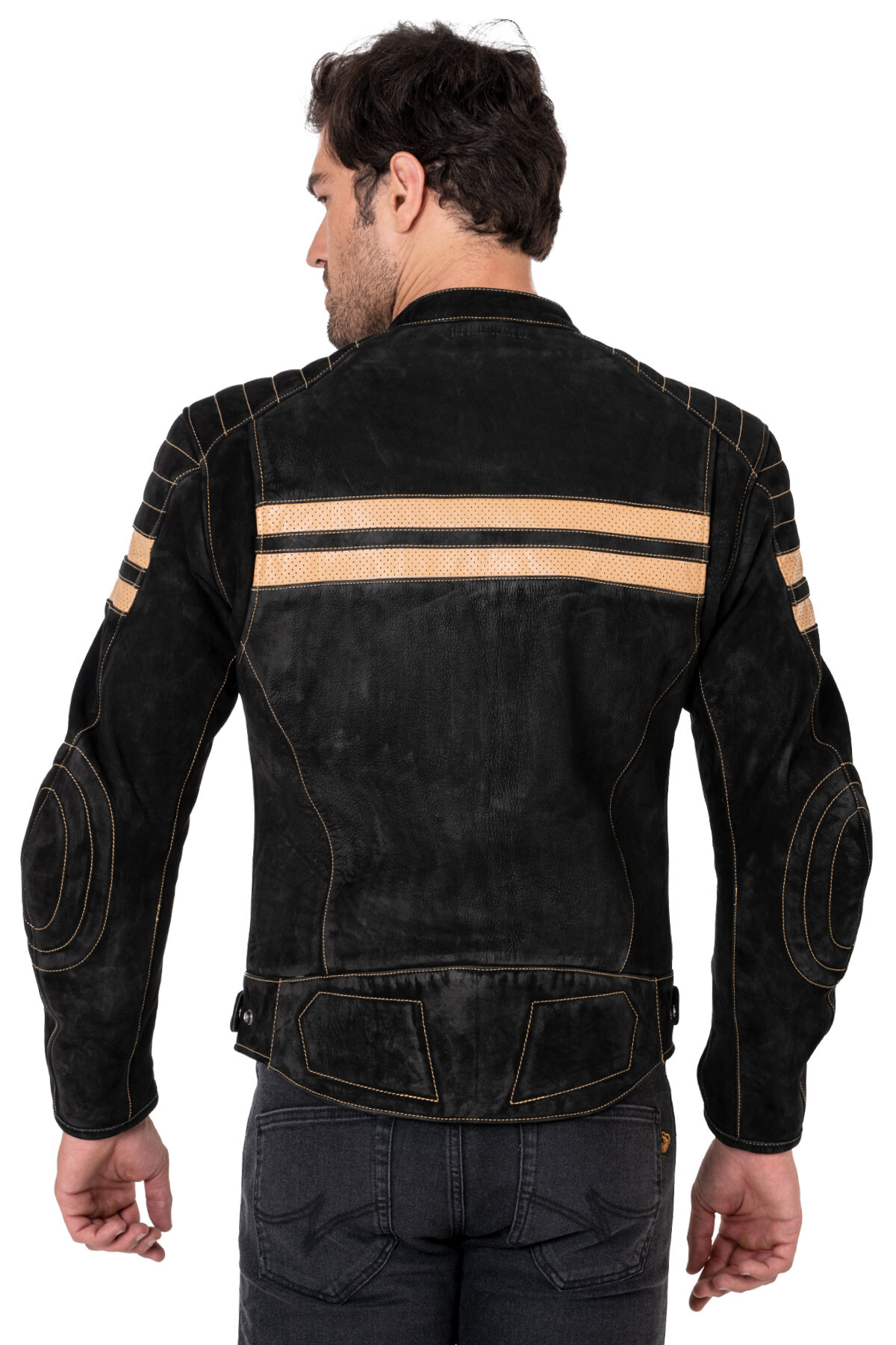 Retro Wax Black Armoured Motorcycle Leather Jacket - 5