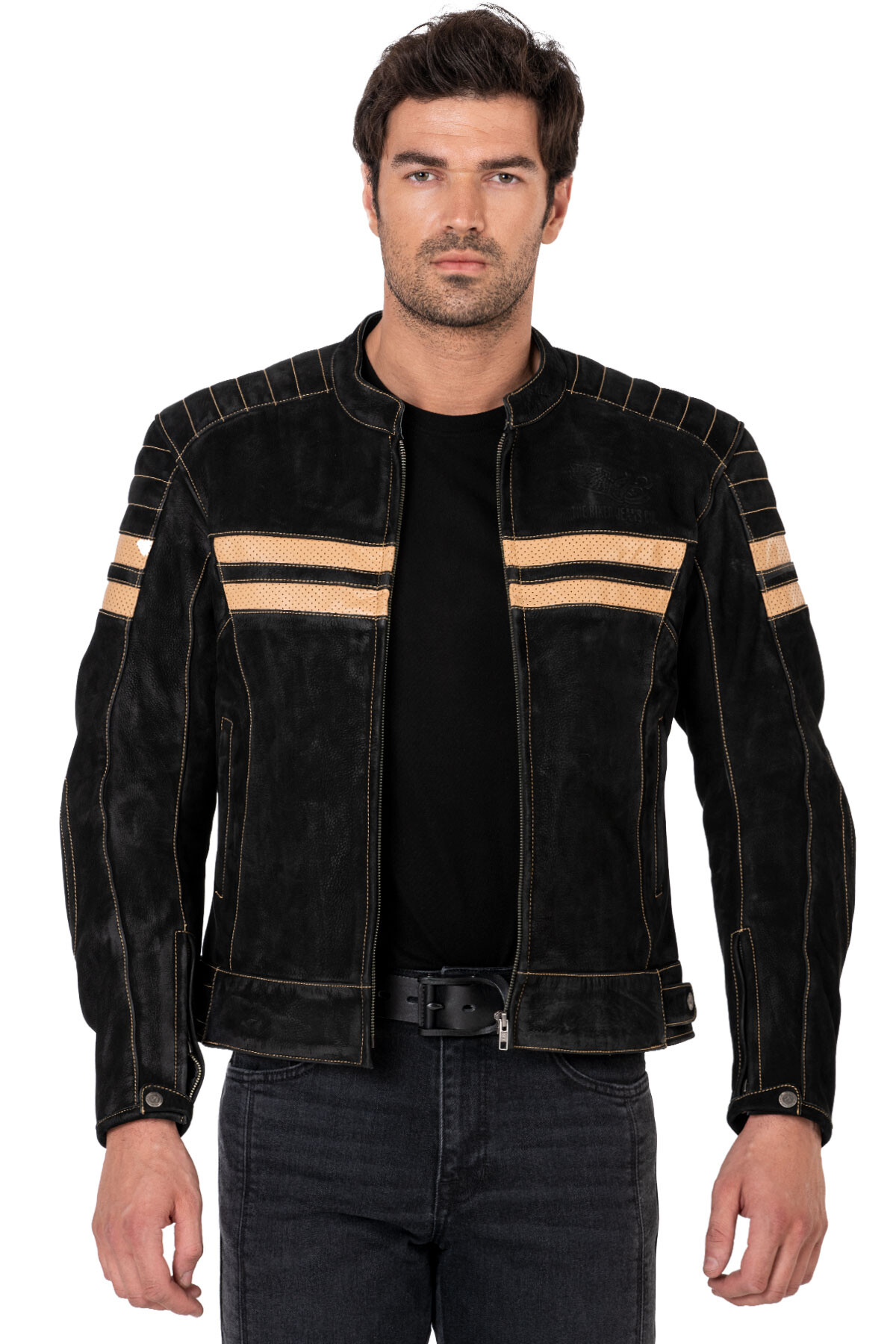 Retro Wax Black Armoured Motorcycle Leather Jacket - 3