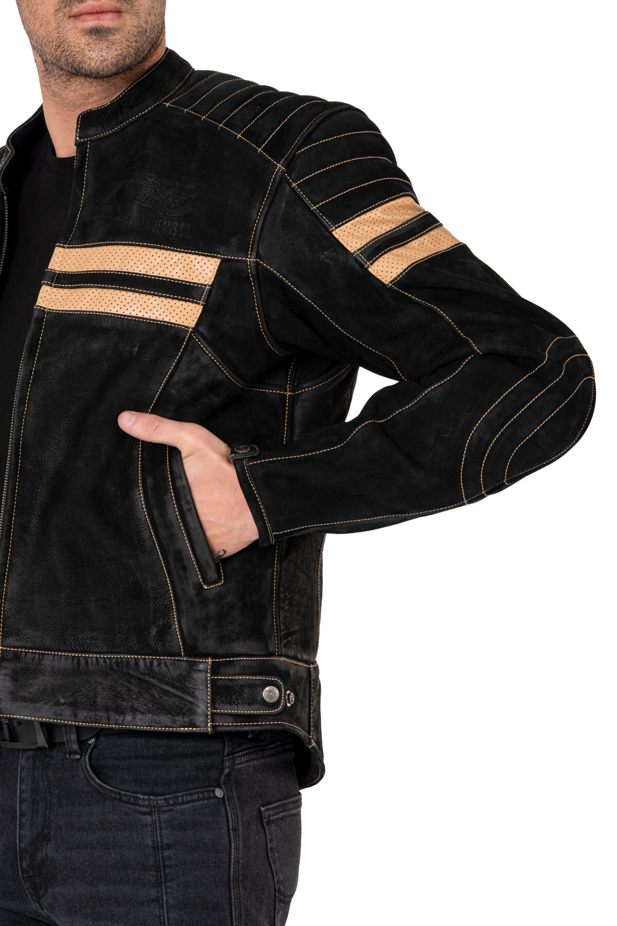 Retro Wax Black Armoured Motorcycle Leather Jacket - 7