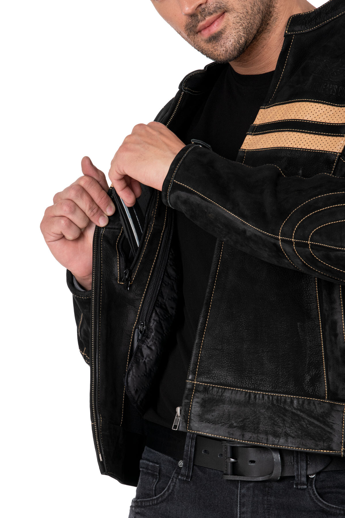 Retro Wax Black Armoured Motorcycle Leather Jacket - 9