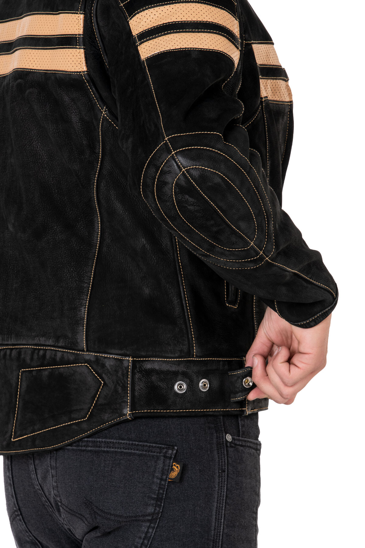 Retro Wax Black Armoured Motorcycle Leather Jacket - 10