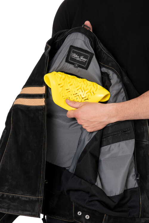 Retro Wax Black Armoured Motorcycle Leather Jacket - 16