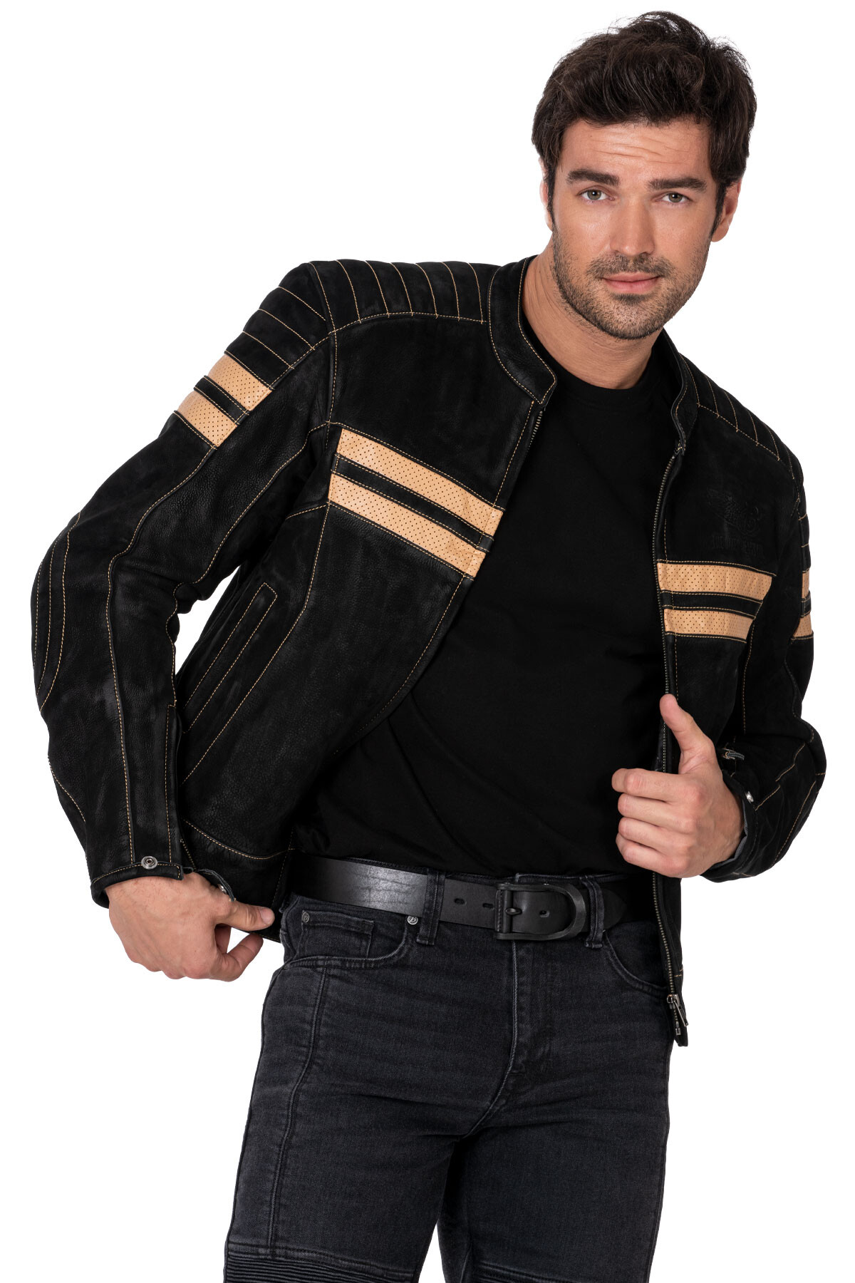 Retro Wax Black Armoured Motorcycle Leather Jacket - 13