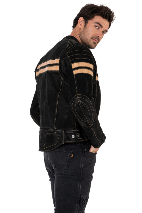 Retro Wax Black Armoured Motorcycle Leather Jacket - 15