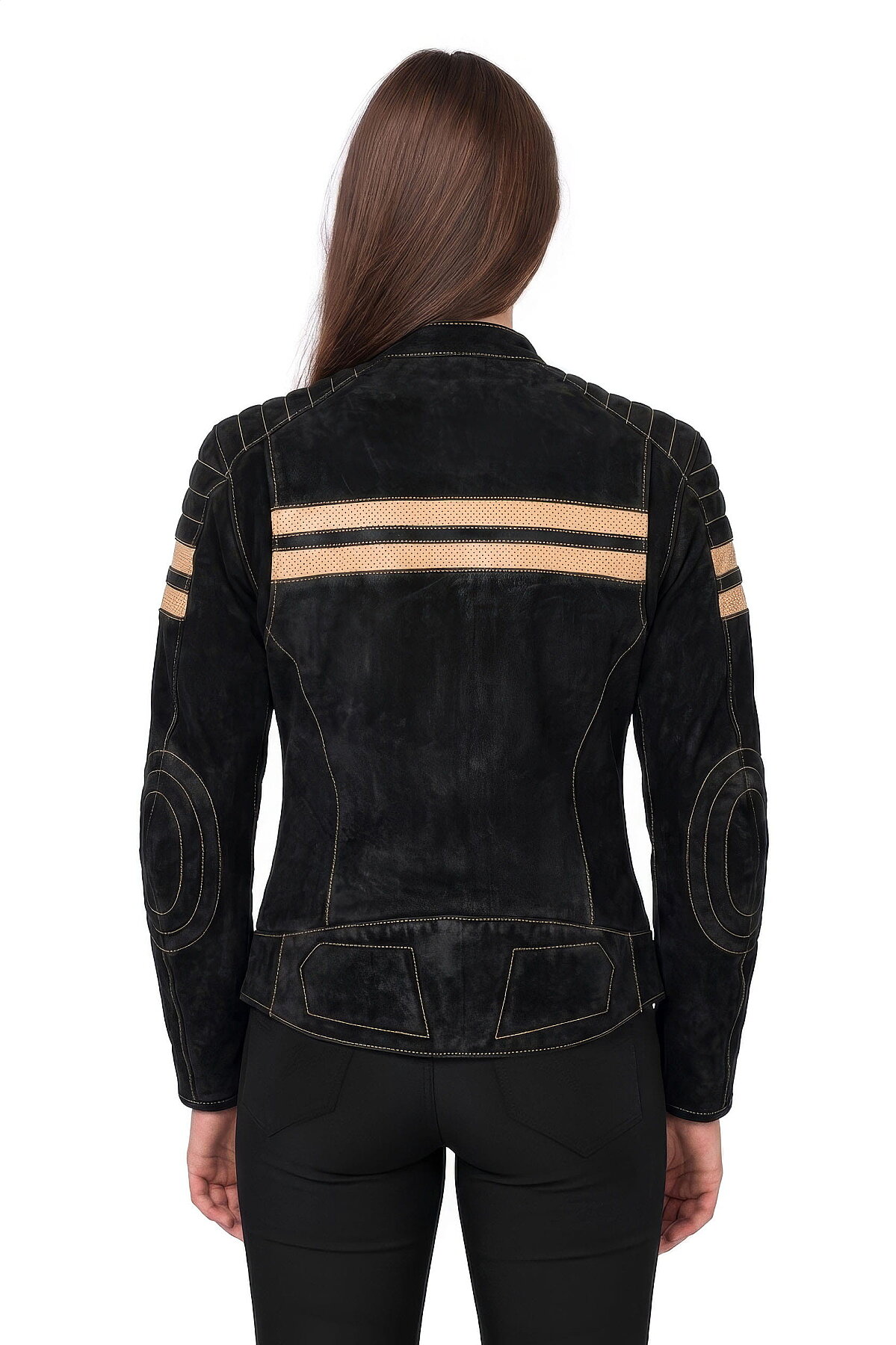 Retro Wax Black Armoured Motorcycle Leather Jacket Woman - 2