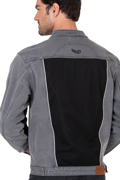 Silver Ice Armoured Mesh Motorcycle Jean Jacket Man - 7